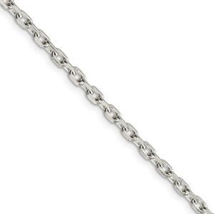 3.25mm Sterling Silver Solid Beveled Oval Cable Chain Necklace, 16 In